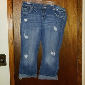 Plus sized distressed jeans